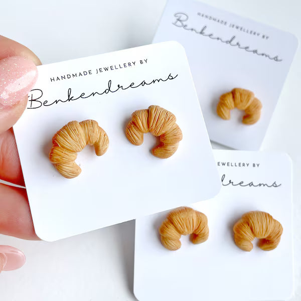 Croissant clay earrings