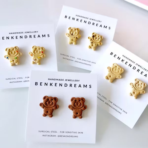 Mini Tiny teddy clay earrings