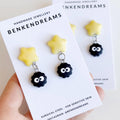 Cute Black Dust Creature Stud Earrings