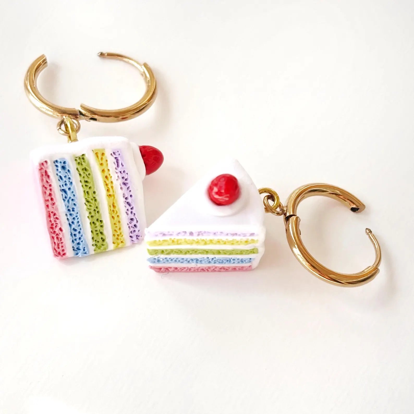 Mini Rainbow Cake Slice earrings