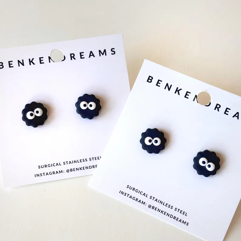 Cute Black Dust Creature Earrings